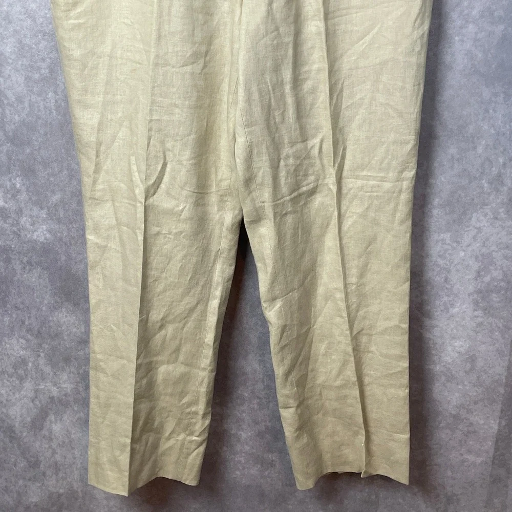 Calvin Klein‎ Pants Mens Size 36 100% Linen Beige Tan Flat Front Chino Trousers